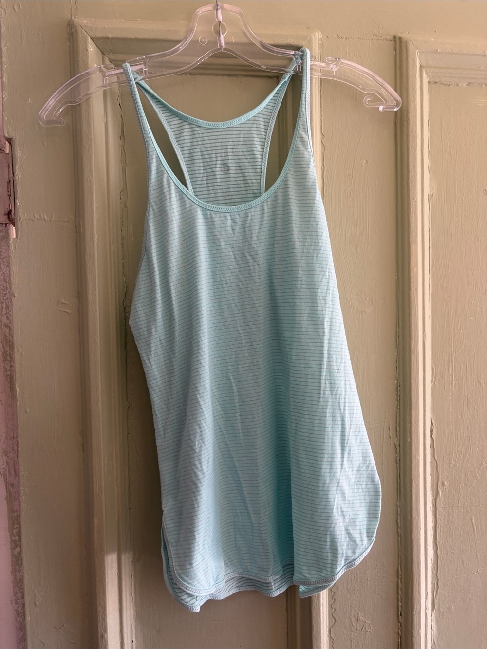 Lululemon Light Blue Striped Racerback Tank Top